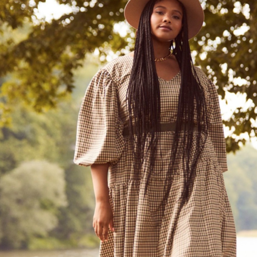 NWT Eloquii plaid dress with tiers